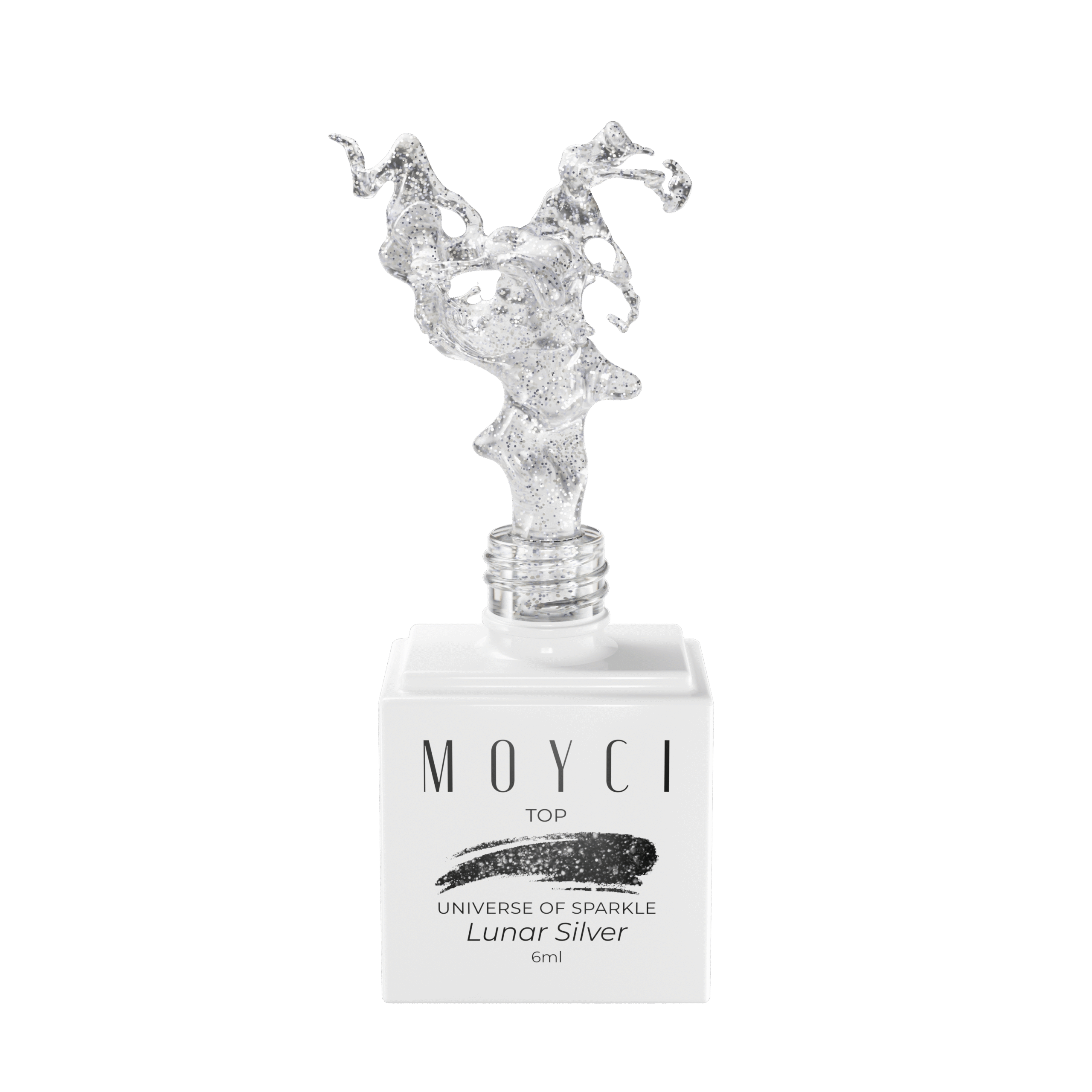 Top UNIVERSE OF SPARKLE Lakier nabłyszczający NO WIPE 6ml – LUNAR SILVER