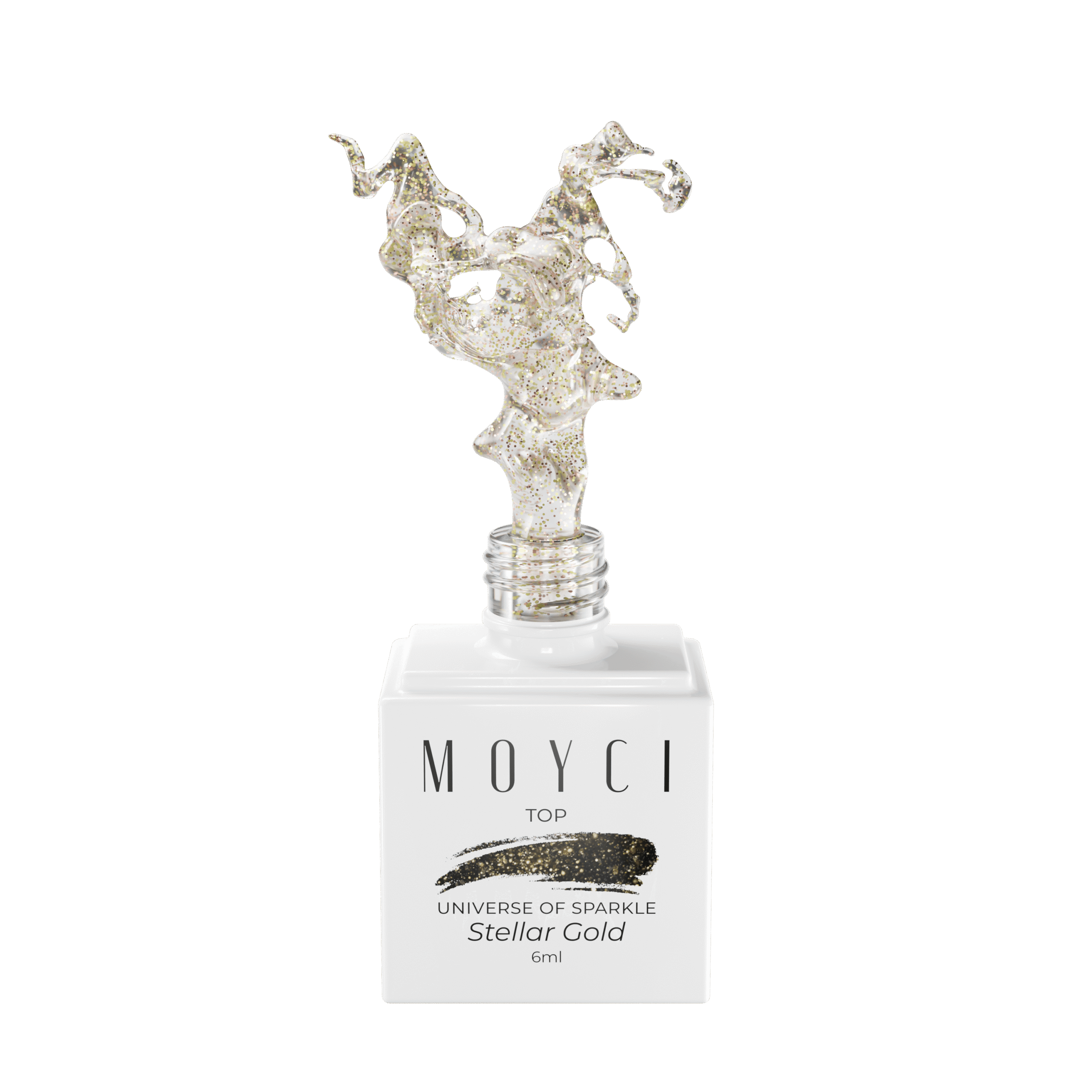 Top UNIVERSE OF SPARKLE Lakier nabłyszczający NO WIPE 6ml – STELLAR GOLD